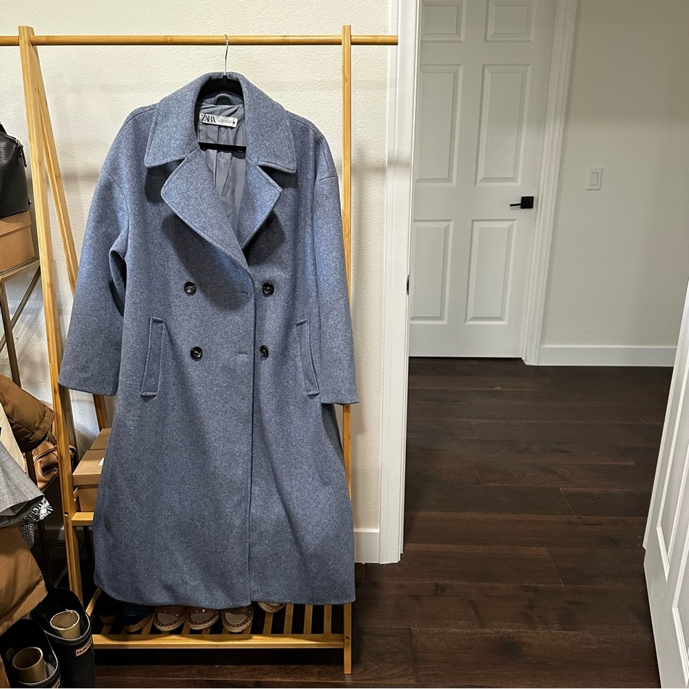 ZARA dusty powder blue oversized coat
